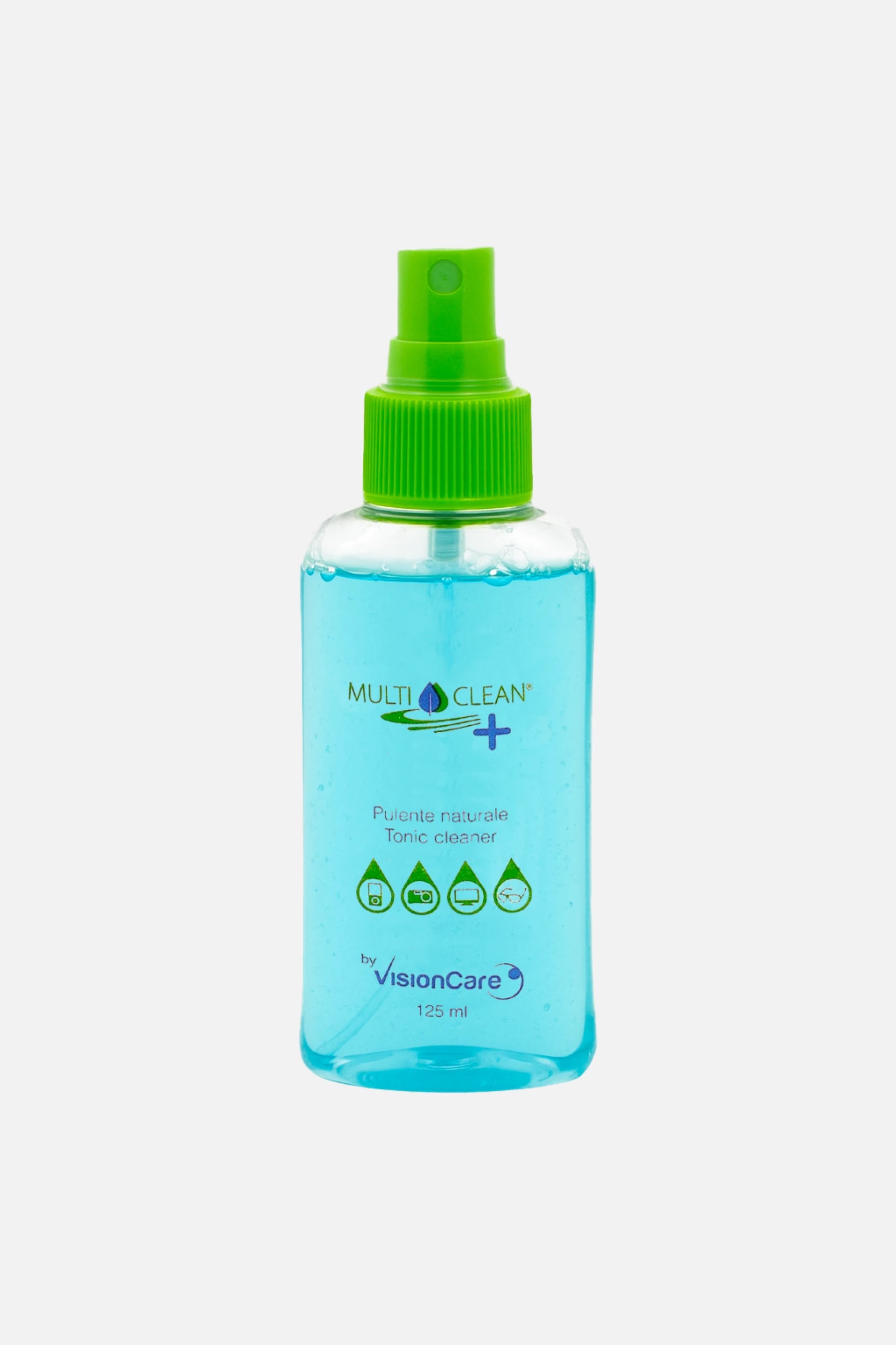 Spray Multiclean Pulitore Lenti e Occhiali 125 ml, flacone per la pulizia di lenti e schermi.