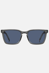 Occhiali da sole Tommy Hilfiger TH 1971/S KB7/KU, montatura grigio trasparente con lenti grigio-blu.