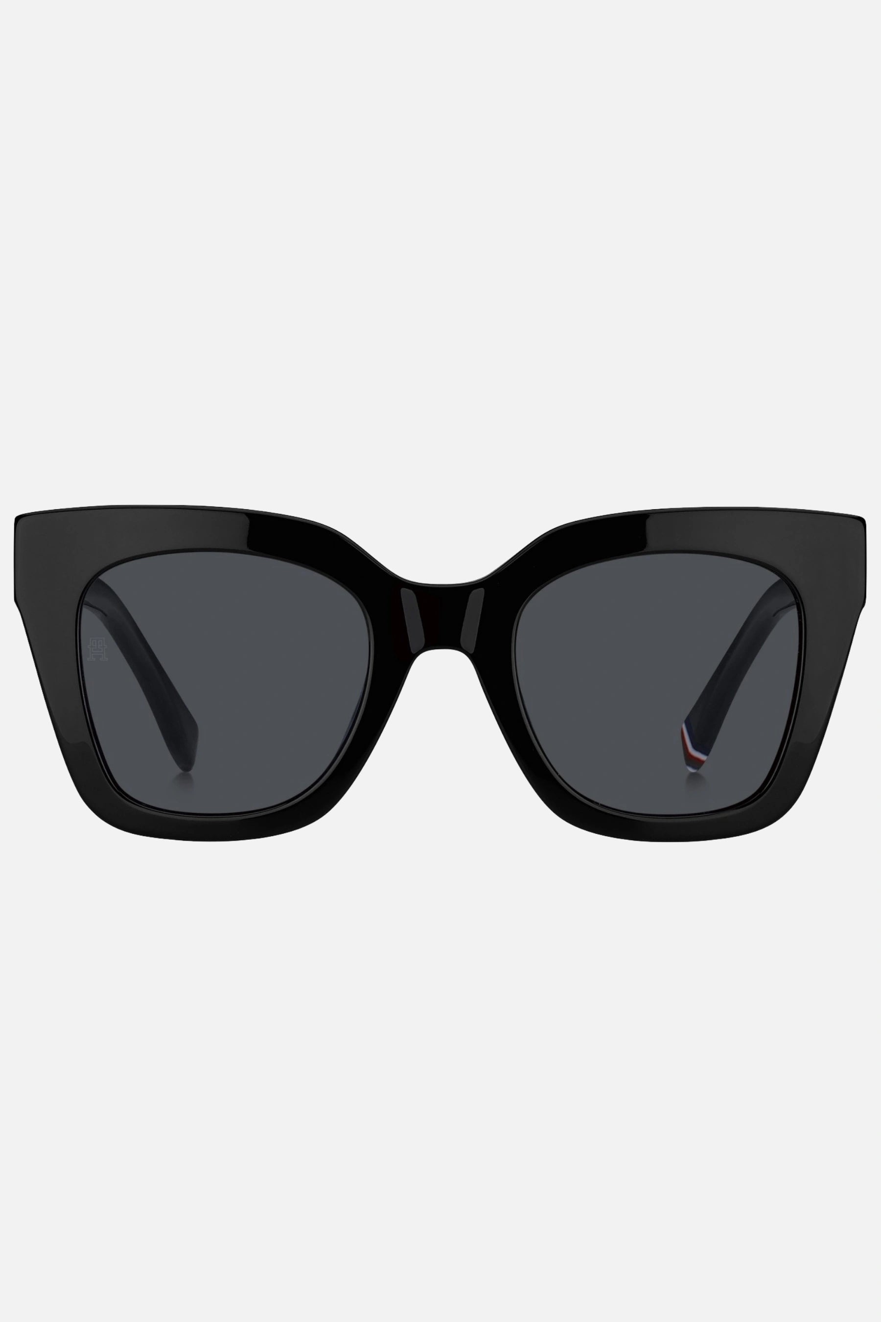 Occhiali da sole Tommy Hilfiger TH 2051/S 807IR, montatura nera con lenti grigio scuro.