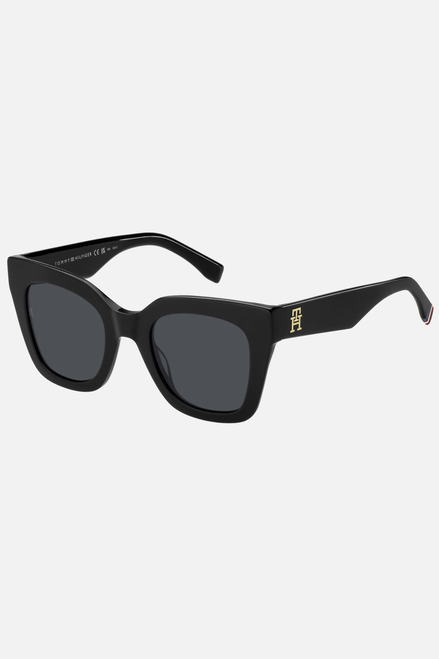 Occhiali da sole Tommy Hilfiger TH 2051/S 807IR, montatura nera con lenti grigio scuro.