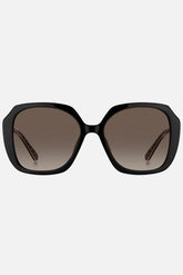 Occhiali da sole Tommy Hilfiger TH 2105/S 7YQHA, montatura nera opaca con lenti marrone sfumato.