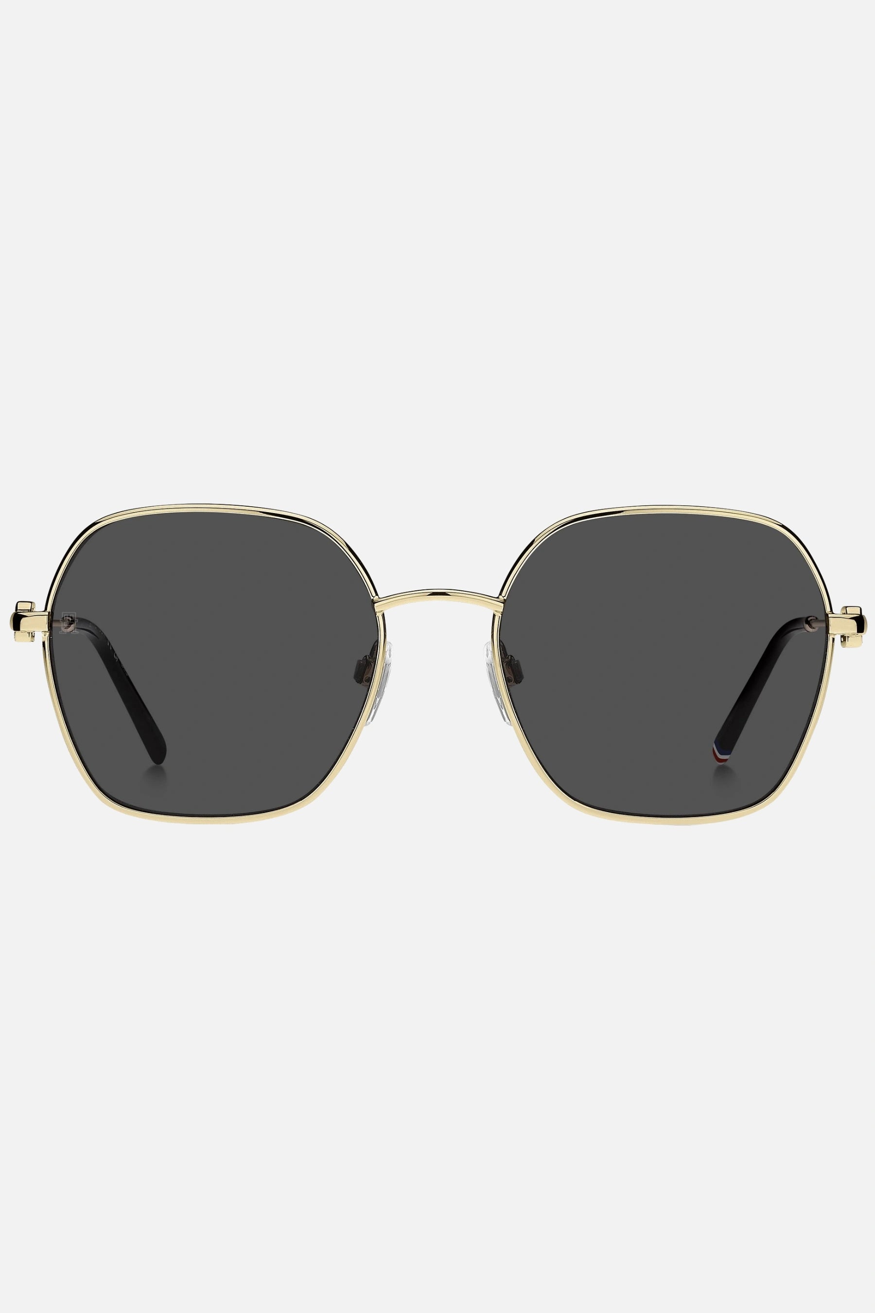 Occhiali da sole Tommy Hilfiger TH 2150/S RHLIR, montatura oro con lenti grigio scuro.