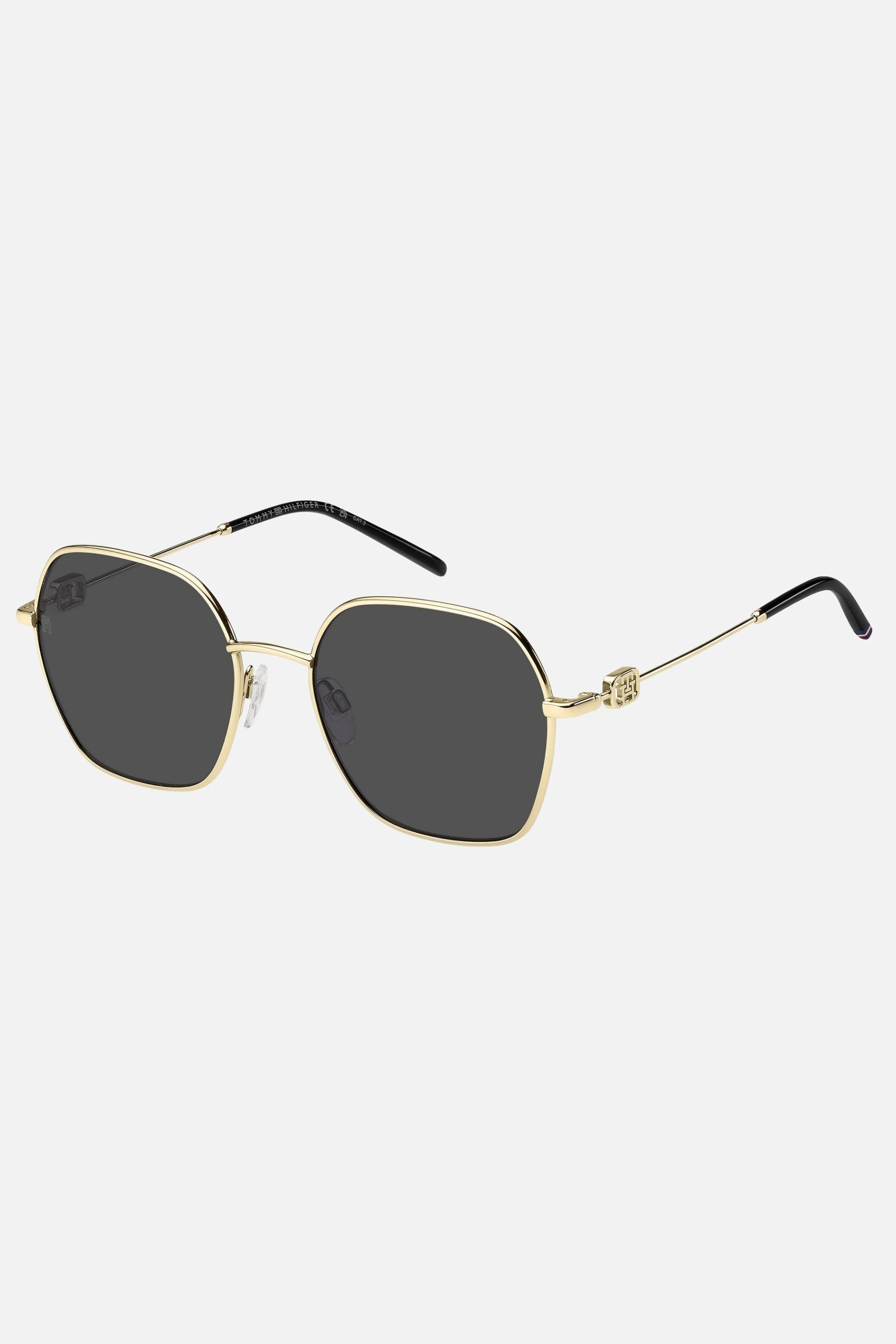 Occhiali da sole Tommy Hilfiger TH 2150/S RHLIR, montatura oro con lenti grigio scuro.