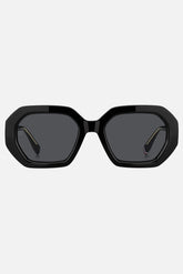 Occhiali da sole Tommy Hilfiger TH 2155/S 807IR, montatura nera lucida con lenti grigio scuro.
