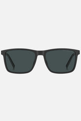 Occhiali da sole Tommy Hilfiger TH 2201/S KB7KU, montatura grigio scuro con lenti blu.