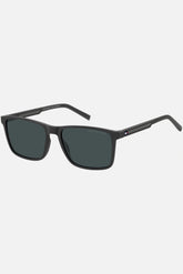 Occhiali da sole Tommy Hilfiger TH 2201/S KB7KU, montatura grigio scuro con lenti blu.