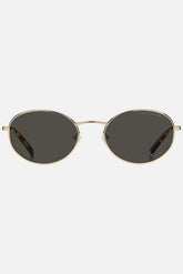 Occhiali da sole Tommy Hilfiger TH 2219/S 000IR, montatura oro lucido con lenti grigio scuro.
