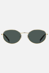 Occhiali da sole Tommy Hilfiger TH 2219/S J5GQT, montatura oro con lenti verdi.