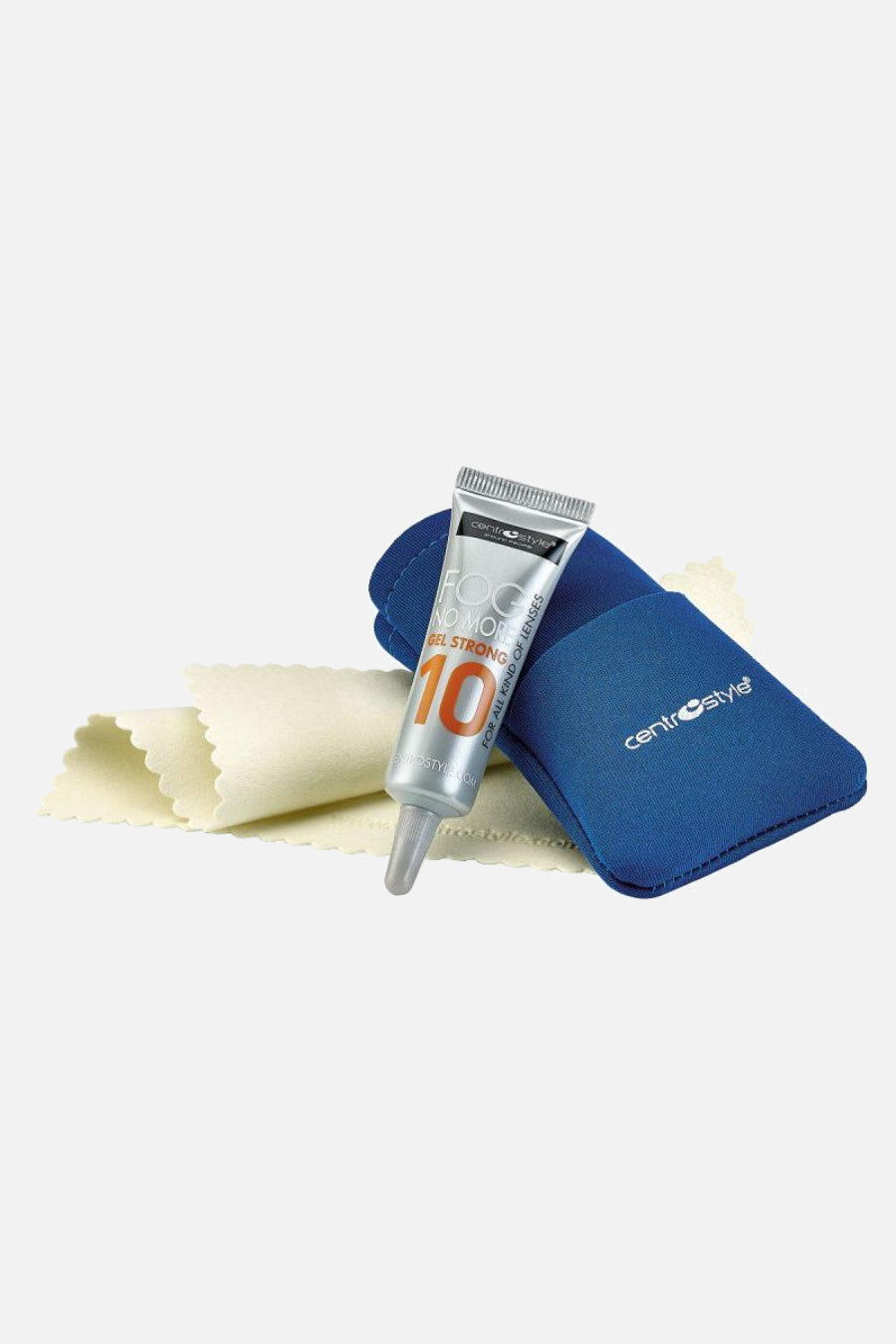 Gel Fog No More Antiappannante, tubetto da 10 g con panno speciale per lenti.