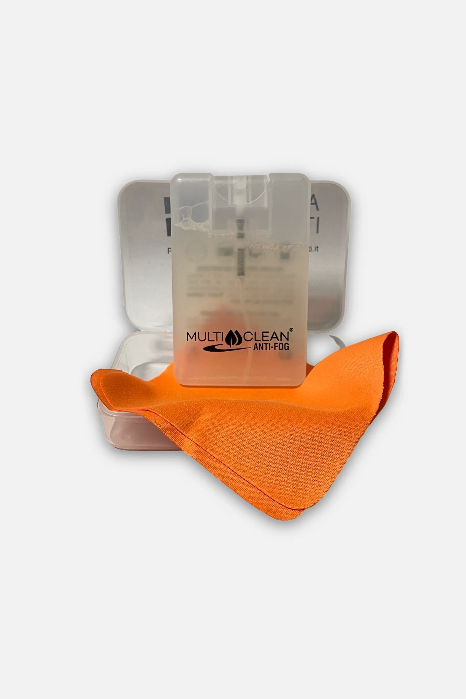 Flacone Multiclean ANTIFOG 20 ml, pulitore per lenti antiriflesso con effetto antiappannamento.