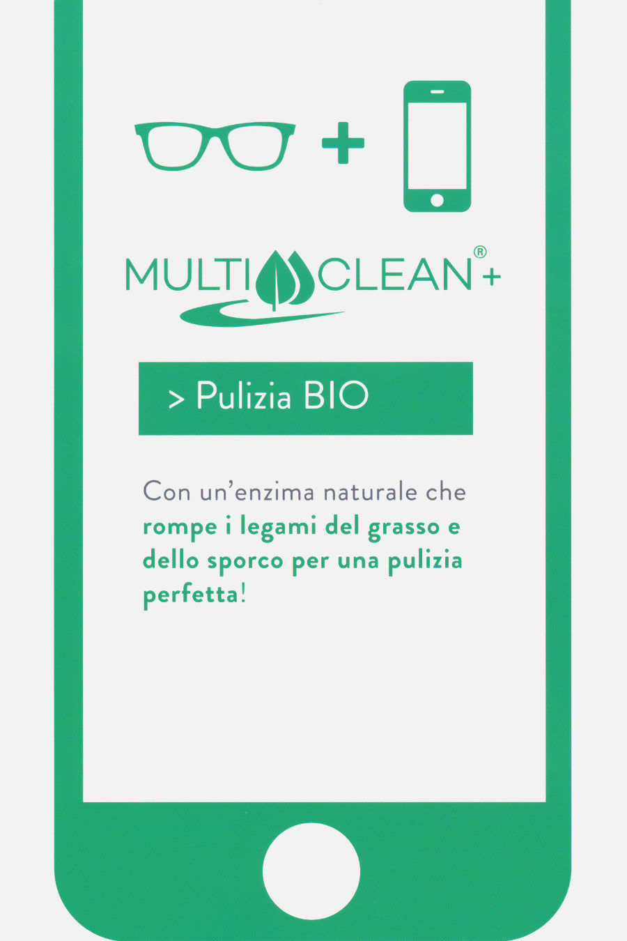 Spray Multiclean Pulitore Lenti e Occhiali, flacone per la pulizia di lenti e schermi.