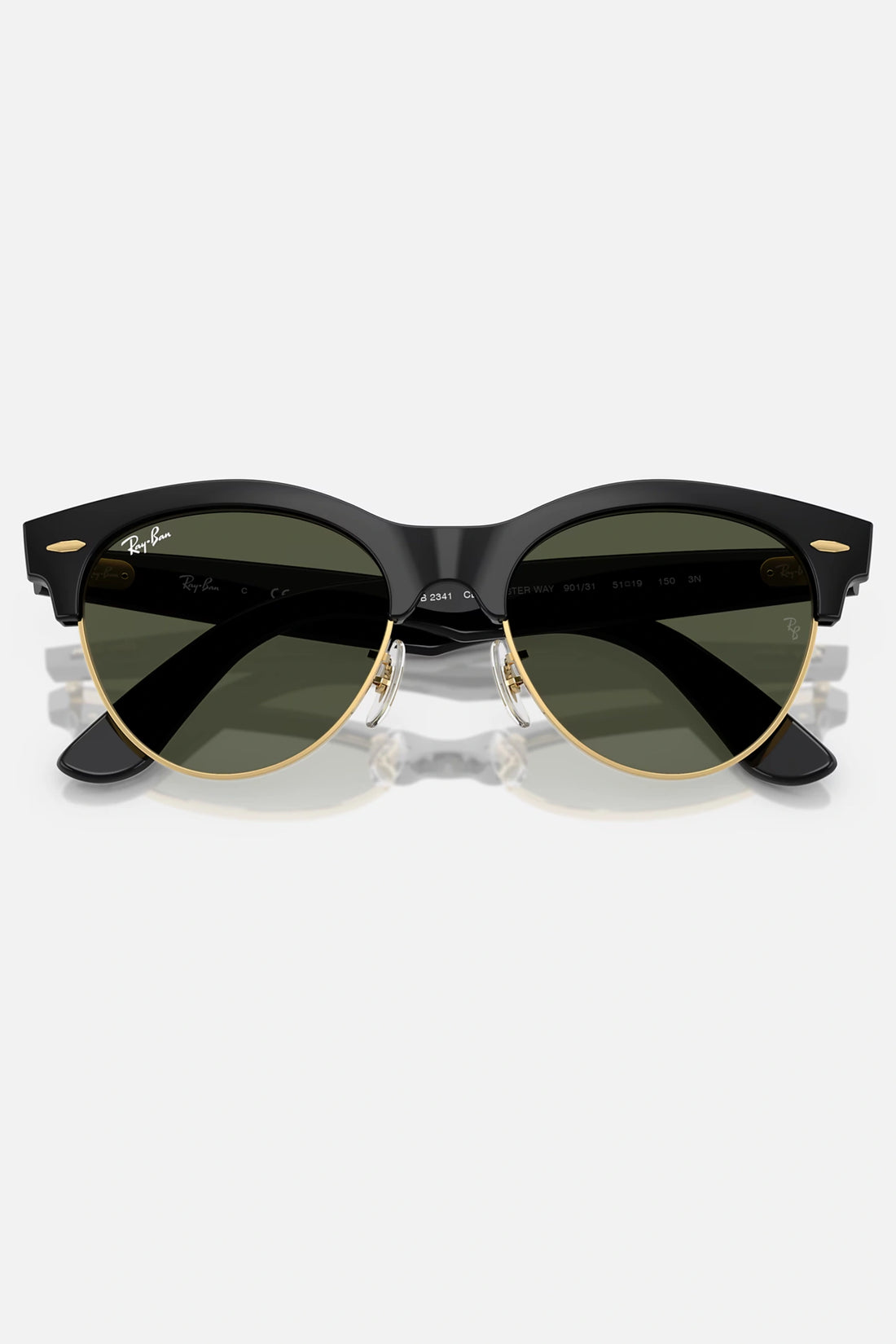 Occhiali da sole Ray-Ban RB2341 901/31 Clubmaster Way, montatura nera su oro con lenti verde classico G-15.