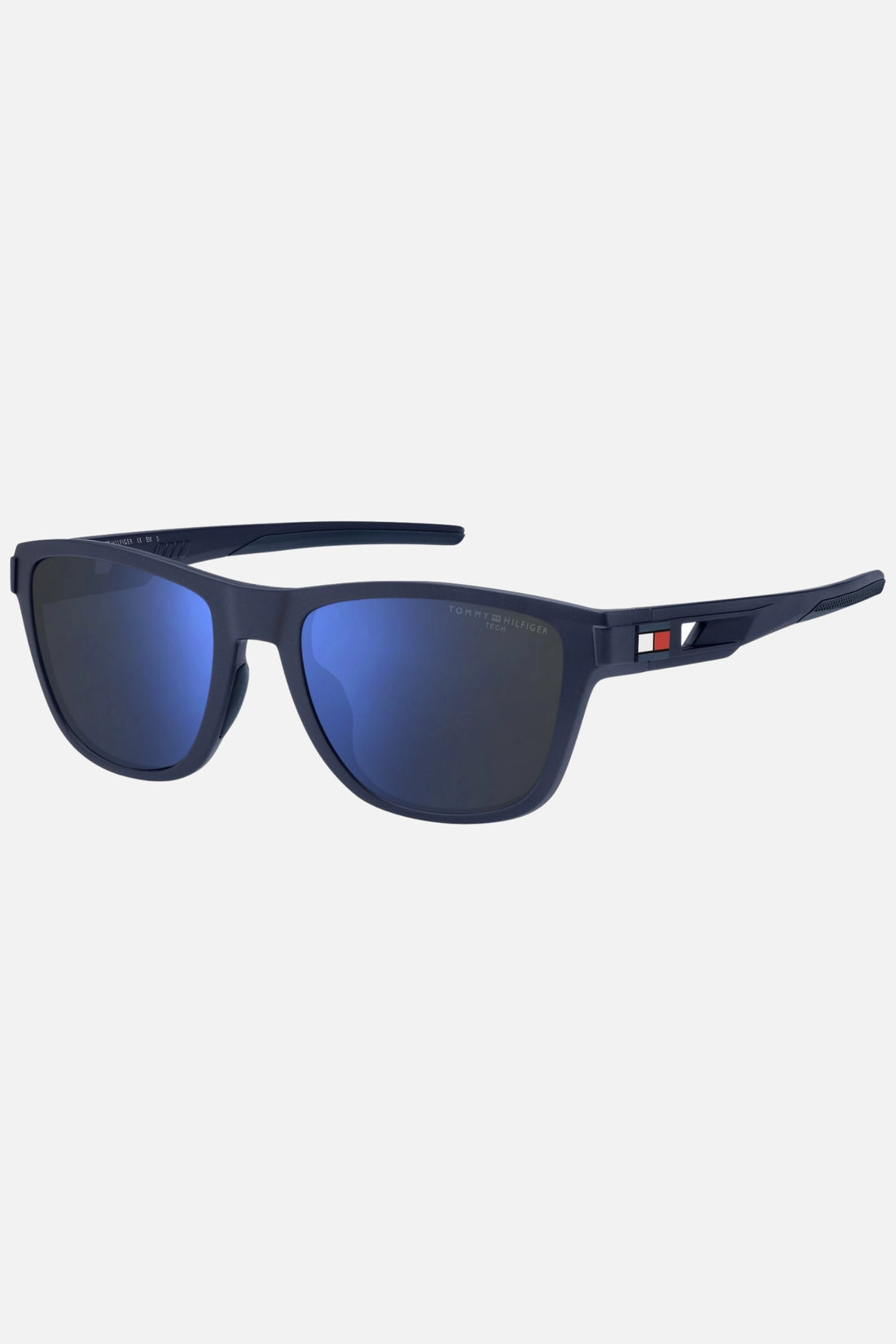 Occhiali da sole Tommy Hilfiger TH 1951/S R7WZS, montatura blu scuro satinato con lenti verde uniforme specchiate blu.