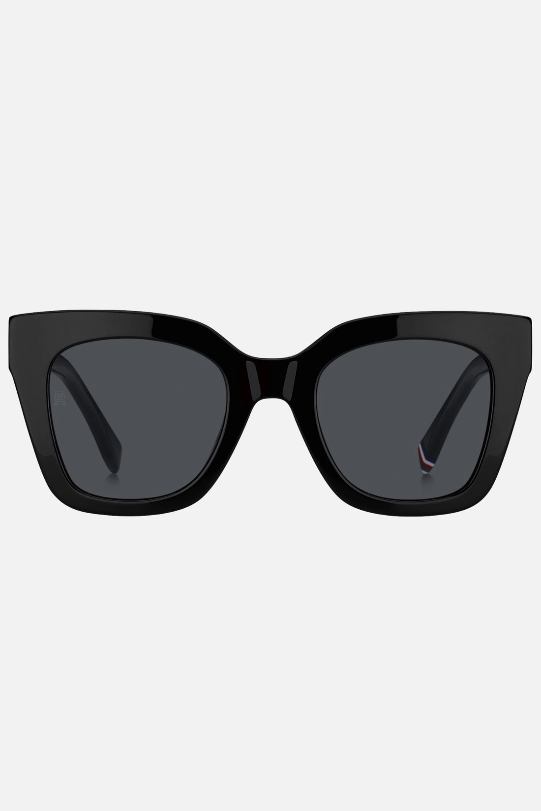 Occhiali da sole Tommy Hilfiger TH 2051/S 807IR, montatura nera con lenti grigio scuro.
