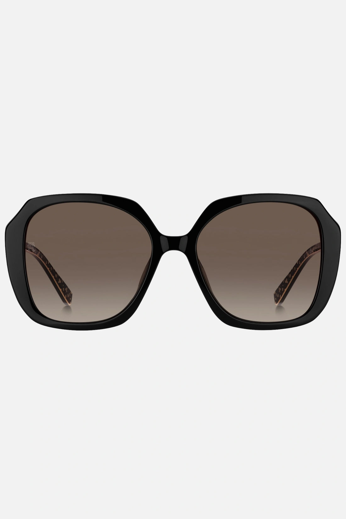Occhiali da sole Tommy Hilfiger TH 2105/S 7YQHA, montatura nera opaca con lenti marrone sfumato.
