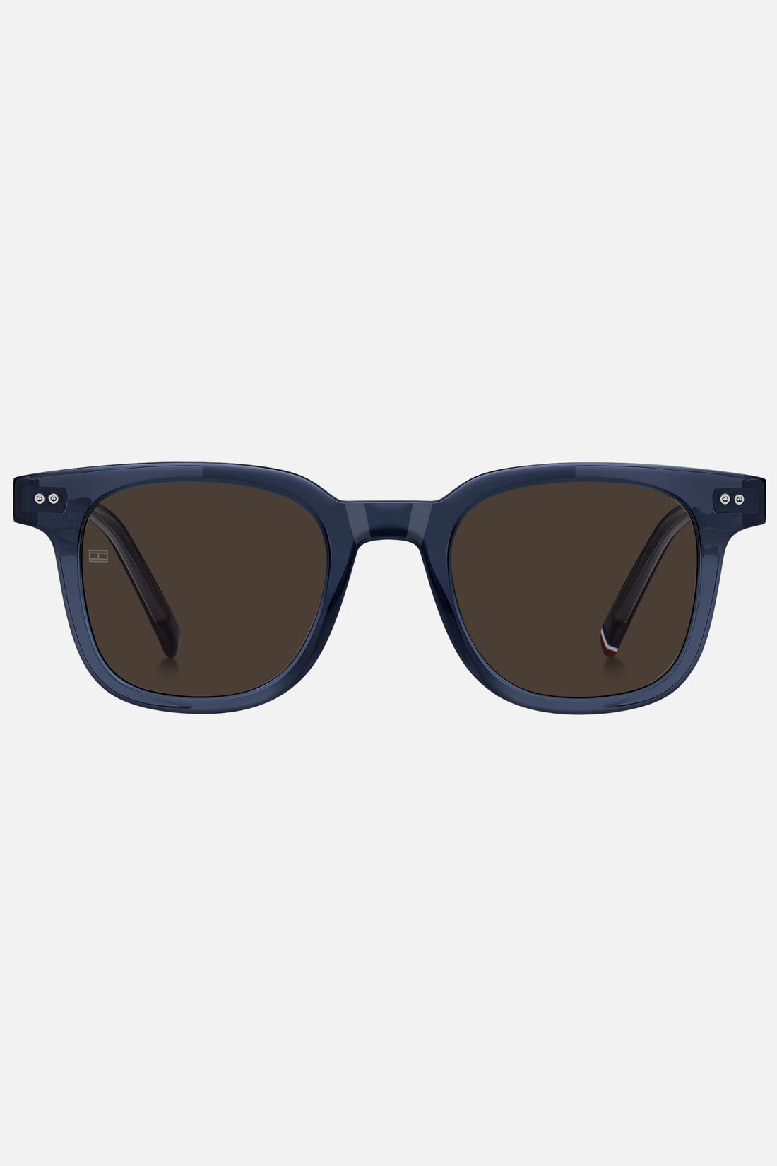 Occhiali da sole Tommy Hilfiger TH 2126/S PJP70, montatura blu con lenti marrone.