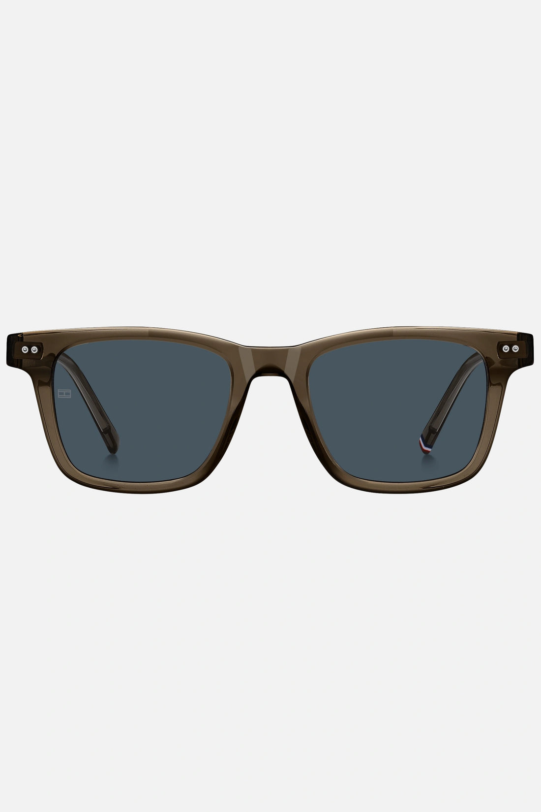 Occhiali da sole Tommy Hilfiger TH 2127/S 09QKU, montatura marrone con lenti blu.