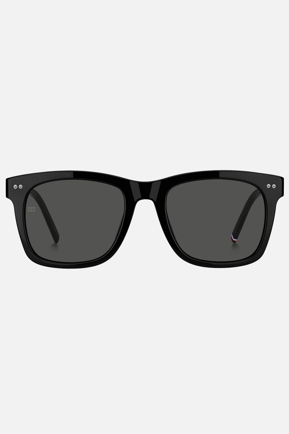 Occhiali da sole Tommy Hilfiger TH 2184/S 807IR, montatura nera con lenti grigio scuro.