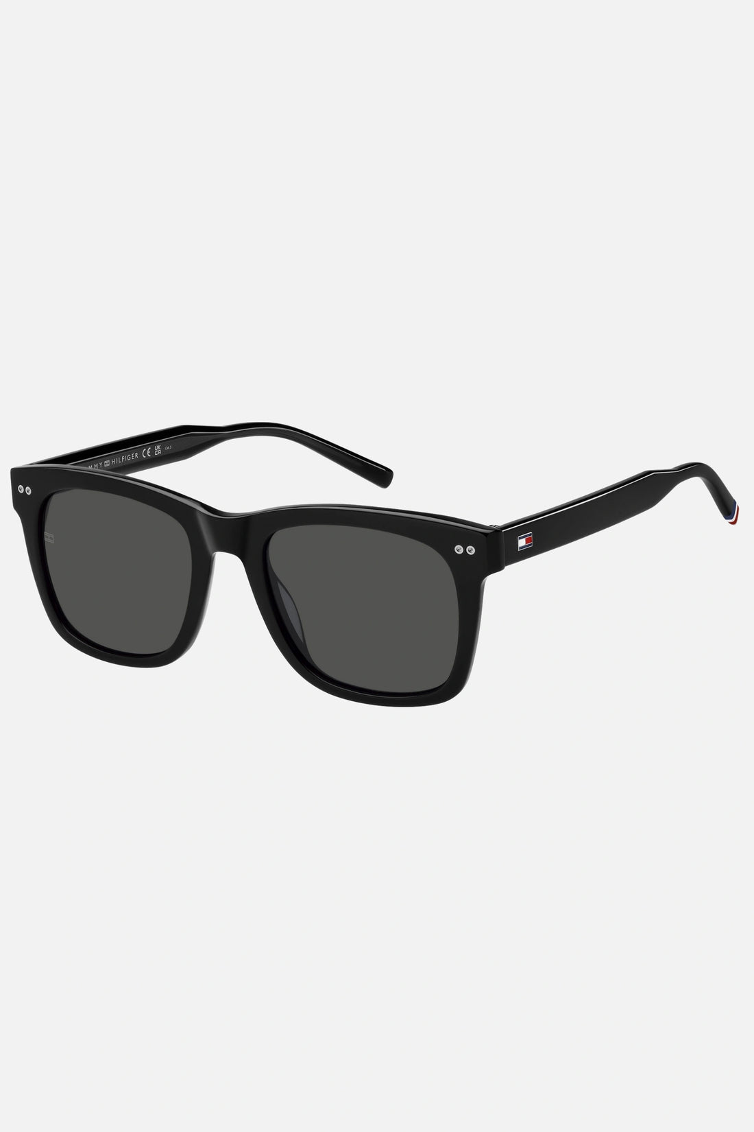 Occhiali da sole Tommy Hilfiger TH 2184/S 807IR, montatura nera con lenti grigio scuro.