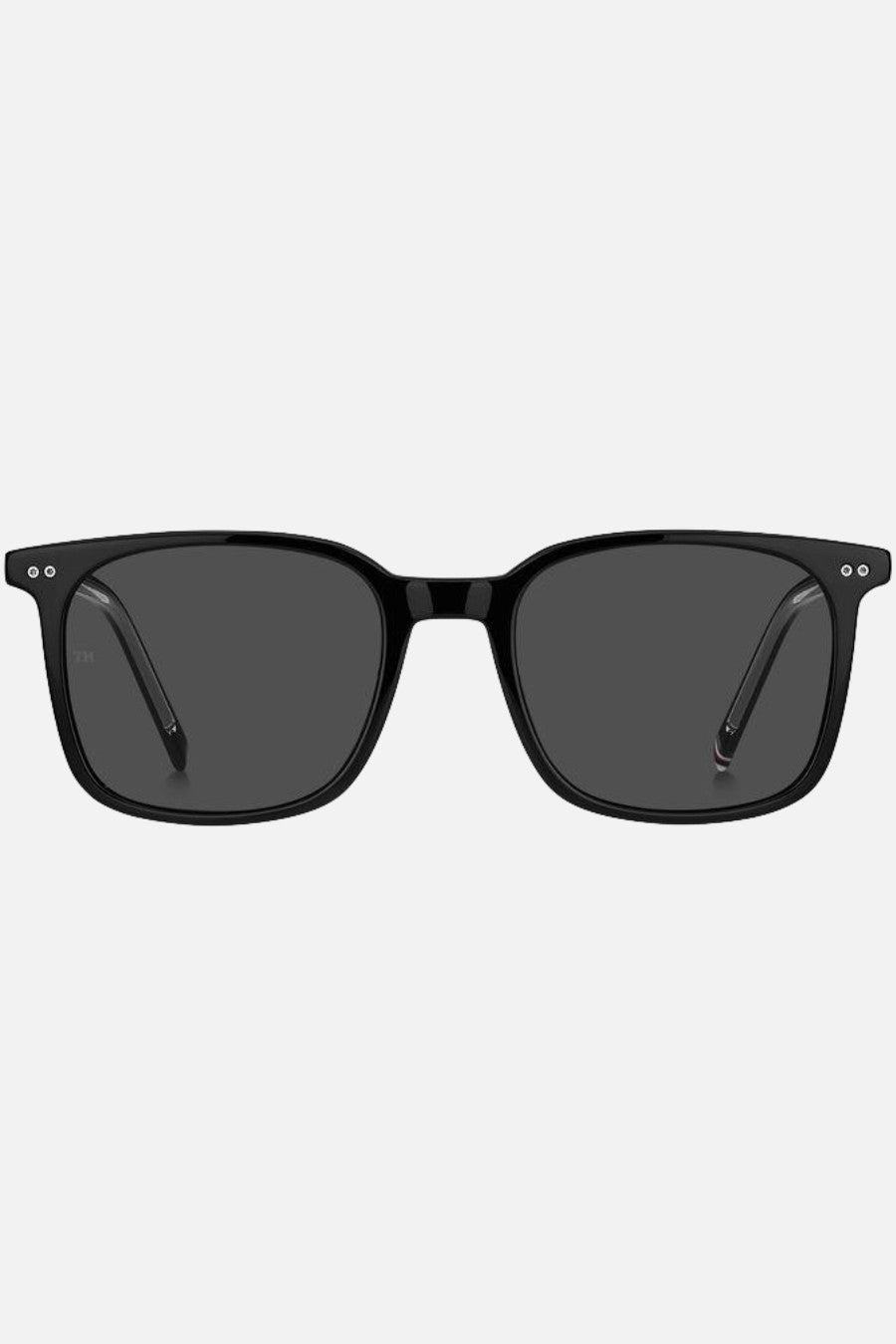 Occhiali da sole Tommy Hilfiger TH 1938/S 807IR, montatura nera lucida con lenti grigio scuro.